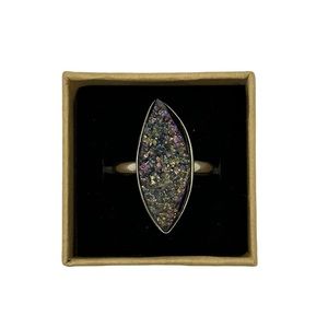 Druzy bohemian style ring sterling silver size 8.5